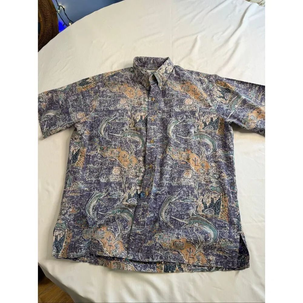 Kahala Men’s Marlin Button Up Shirt Size Large